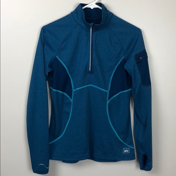 REI Tops - REI Quarter Zip Pullover Outerwear Blue Zip Pocket
